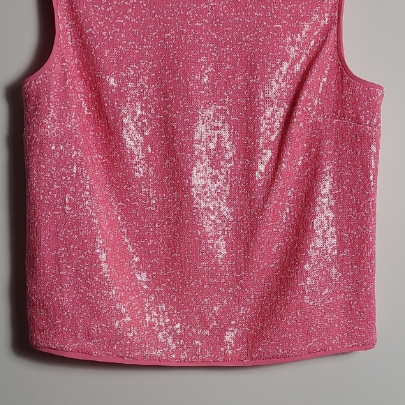 RACHEL ROY Addie Pink And White Speckled Sequin Sleeveless Top Size Medium - Picture 7 of 14